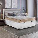 Ver imagem 5 de Cama Box Baú Viúva Suede Branco + Colchão Life D33 Pillow Top 61x128x188cm Bege- e-Shop Casa