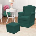 Ver imagem 2 de Poltrona de Amamentação com Balanço e Puff Elisa P02 Suede Verde Musgo - Lyam Decor