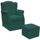Ver imagem 1 de Poltrona de Amamentação com Balanço e Puff Elisa P02 Suede Verde Musgo - Lyam Decor