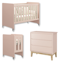 Ver imagem 2 de Quarto de Bebê Berço Evolution + Cômoda 3 Gavetas Rosa Madeira Natural