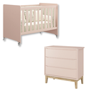 Ver imagem 1 de Quarto de Bebê Berço Evolution + Cômoda 3 Gavetas Rosa Madeira Natural