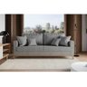 SOFA BENNY 3 LUGARES BASE MADEIRA  DECCOR  LINHO CINZA - 1