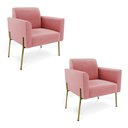 Ver imagem 1 de Poltrona Pé de Ferro Dourado Decorativa Kit 2 Marisa Suede D03 Rose