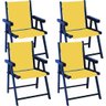 Kit 4 Cadeira Praia Dobrável Madeira Black-amarelo - 1