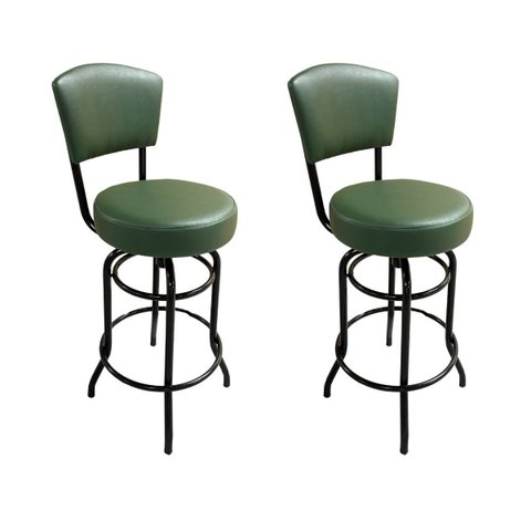 Kit 2 Banquetas Alta Bar Giratória com Encosto Cor Preta Assento Grosso Confortável Cor Verde