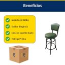 Ver imagem 7 de Kit 2 Banquetas Alta Bar Giratória com Encosto Cor Preta Assento Grosso Confortável Cor Verde