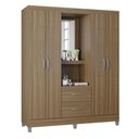 Ver imagem 1 de Guarda Roupa Solteiro Cordoba 4 Portas Castanho – Poquema
