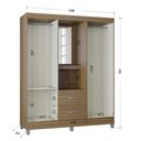 Ver imagem 3 de Guarda Roupa Solteiro Cordoba 4 Portas Castanho – Poquema