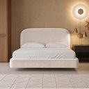 Ver imagem 3 de Cama Casal Flutuante com Cabeceira 140cm Aura W01 Bouclê Creme - Lyam Decor