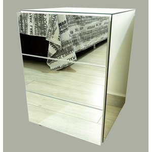 Mesa de Cabeceira Espelhada - Puxador Meia Cava - Tamanho Plus Size - Mobília Express