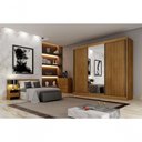 Ver imagem 1 de Guarda Roupa Casal Ripado com Espelho 3 Portas 4 Gavetas Royale-cumaru Móveis Novo Horizonte