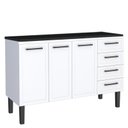 Ver imagem 1 de Balcão de Aço com Tampo Madeira 134x91x52cm 3 Portas 4 Gavetas Juno 140 Cozimax Branco/preto