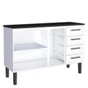 Ver imagem 2 de Balcão de Aço com Tampo Madeira 134x91x52cm 3 Portas 4 Gavetas Juno 140 Cozimax Branco/preto