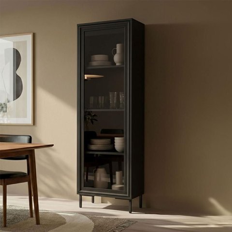 Cristaleira Estante Alta Refresh 148,5cm com Porta de Vidro e 3 Prateleiras para Sala de Estar Cor: