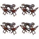 Ver imagem 1 de Kit 4 Jogos De Mesa Com 4 Cadeiras De Madeira Dobravel 120X70 - Imbuia - Marrom