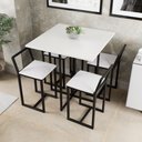 Ver imagem 1 de Conjunto Mesa Branca 4 Cadeiras Pequena Estofado Industrial Black