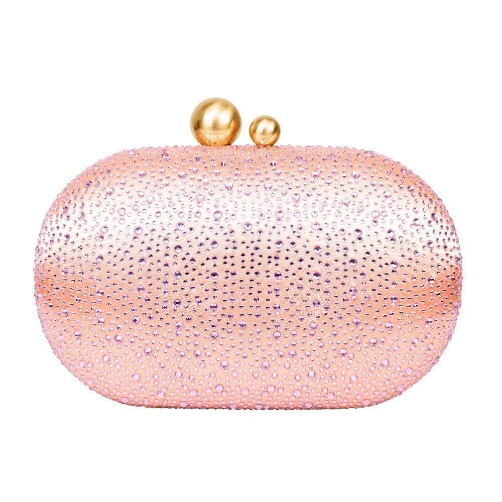Bolsa Clutch Rosa com Cristais Camila Único - 1