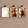 Kit 3 Quadros Decorativos Jesus e leão 24x18cm - com Vidro:madeira Branca - 1