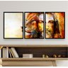 Kit 3 Quadros Decorativos Jesus e leão 24x18cm - com Vidro:madeira Branca - 2