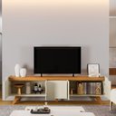 Ver imagem 6 de Rack Atenas para TV até 75 pol. 220 cm Off White/Naturalle - Mavaular