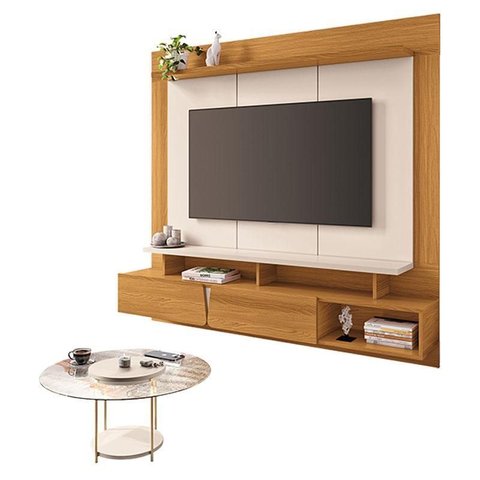 Home Suspenso Zenith Cinamomo Off White com Mesa de Centro Sky com Tampo de Vidro Off White - Hb Mó