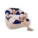 Ver imagem 2 de Poltrona Paloma Escritório Sala Pé Plástico Suede Bege Rosado e Suede Azul Marinho - Dominic Decor