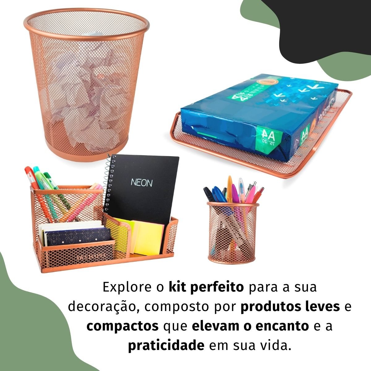 Organizador Escritorio Porta Caneta Porta Objetos Rose Gold - 7