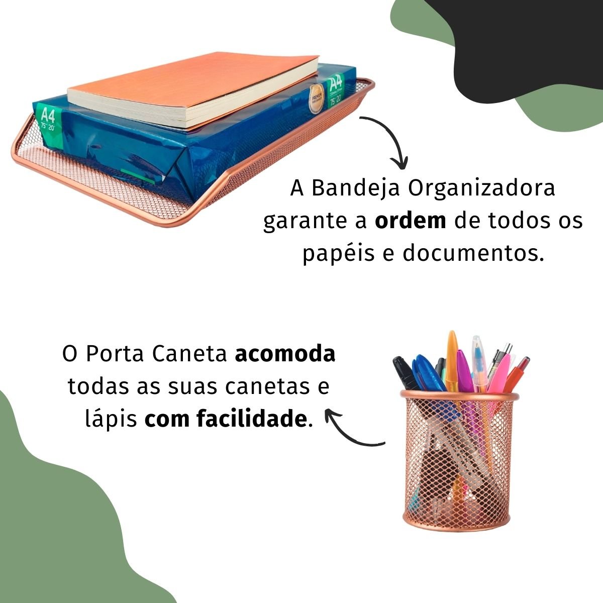 Organizador Escritorio Porta Caneta Porta Objetos Rose Gold - 3