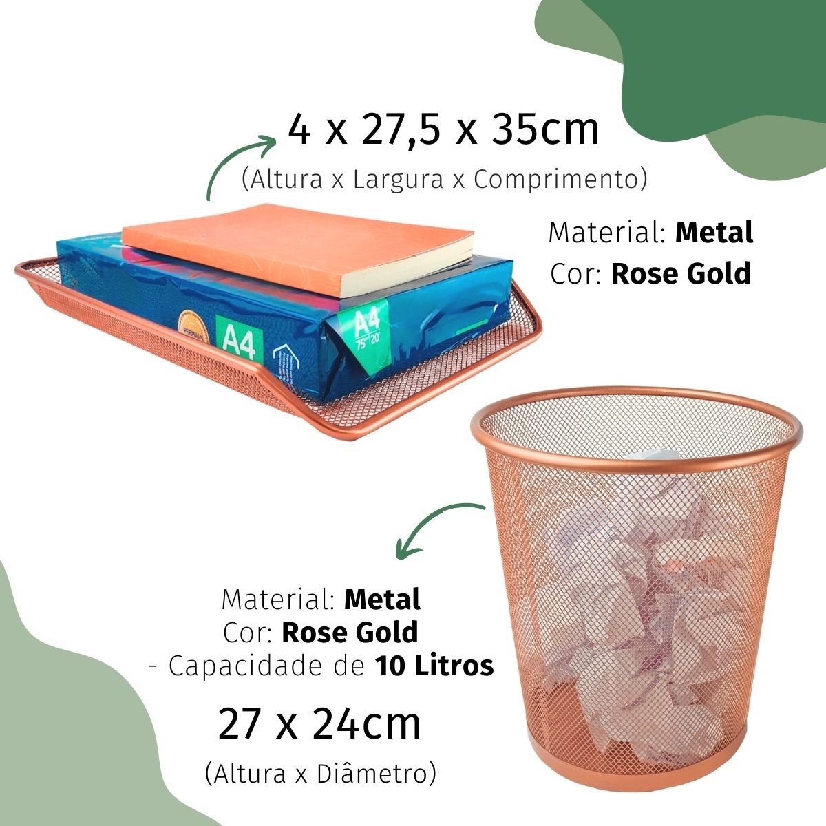 Organizador Escritorio Porta Caneta Porta Objetos Rose Gold - 5