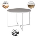 Ver imagem 5 de Mesa Industrial Jantar Redonda Branca 110cm Base V com 4 Cadeiras Eames Pretas Ferro Branco Branco