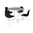 Ver imagem 6 de Mesa Industrial Jantar Redonda Branca 110cm Base V com 4 Cadeiras Eames Pretas Ferro Branco Branco