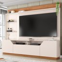 Ver imagem 1 de Estante para Tv até 65 Polegadas Vesper 2 Portas 1 Gaveta com Led Off White/freijó - Caemmun