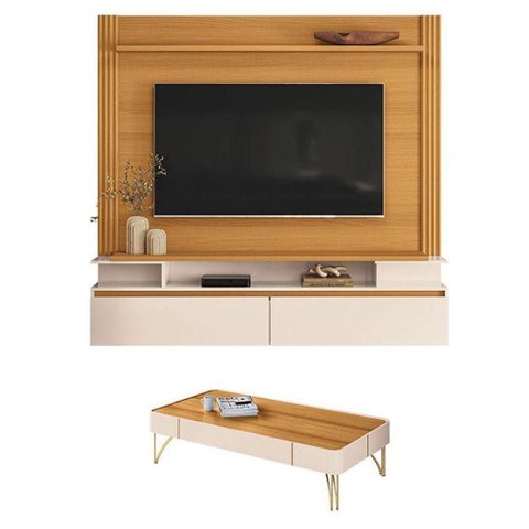 Home Suspenso Astor Cinamomo Off White com Mesa de Centro Cadenza Off White Cinamomo - HB Móveis