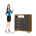 Ver mais imagens de Guarda-Roupa Casal 6 Portas 2 Gavetas e Cômoda Sapateira 4 Gavetas Itapema Cinza/Carvalho Americano/Grafite