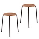 Ver imagem 2 de Kit 2 Banquetas para Cozinha com Base de Aço Cumbuca Preto/Nature