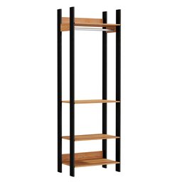 Kit 02 Closet Guarda-Roupa Cabideiro 02 Gavetas Modulado 220x73cm Leaf D03 Freijó Preto - Lyam - 4