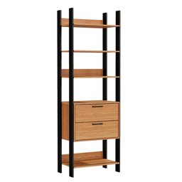 Kit 02 Closet Guarda-Roupa Cabideiro 02 Gavetas Modulado 220x73cm Leaf D03 Freijó Preto - Lyam - 3