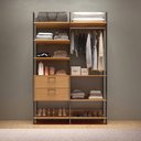 Ver imagem 2 de Kit 02 Closet Guarda-Roupa Cabideiro 02 Gavetas Modulado 220x73cm Leaf D03 Freijó Preto - Lyam