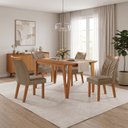 Ver imagem 1 de Conjunto Sala de Jantar Mesa Elos 1,35x0,90 Tampo Amadeirado 4 Cadeiras Veneza New Cinamomo Yescasa