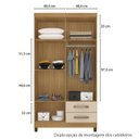 Ver imagem 4 de Roupeiro 4p 2g Moden 3565 100 Cm Carvalho Am Off White Incp