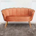 Ver imagem 1 de Namoradeira Estofada Decorativa Para Recepção Pétala Veludo Terracota - LM DECOR