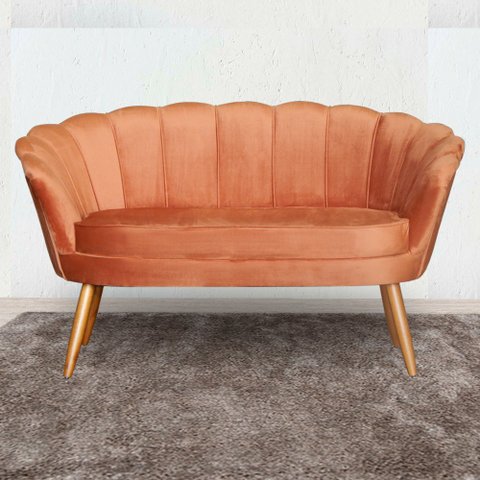 Namoradeira Estofada Decorativa Para Recepção Pétala Veludo Terracota - LM DECOR