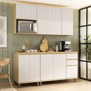 Ver imagem 1 de Cozinha Compacta 100 MDF 5 Peças com Tampo e Nicho para Micro-Ondas 180cm Aura Luciane Móveis