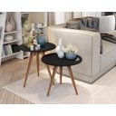 Ver imagem 1 de Jogo Conjunto 2 Mesa Mesinha Lateral Canto Tati Pé Palito Tampo 52cm Preto