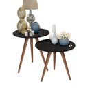 Ver imagem 2 de Jogo Conjunto 2 Mesa Mesinha Lateral Canto Tati Pé Palito Tampo 52cm Preto