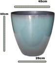 Ver imagem 1 de Vaso para Plantas Grande Decorativo em Polietileno com 40cm, Leve e com Alto Brilho (liso/azul-aço).