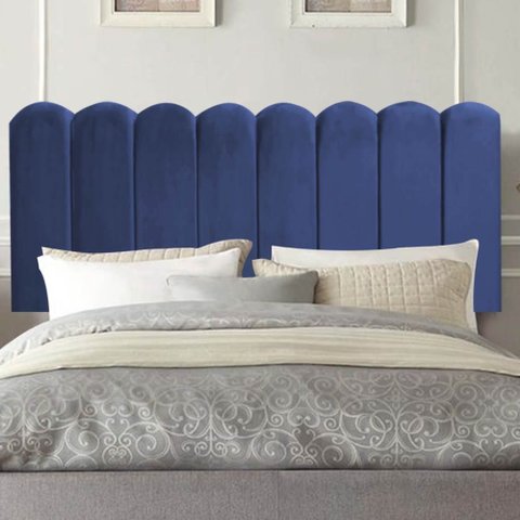 Painel Estofado Luxo Nuvem Alanis 160cm Queen Size para Cama Box Suede Azul Marinho - Gat Magazine