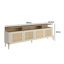 Ver imagem 3 de Rack para Tv 180cm C/ Porta Sextavada 100% Mdf Pés em Metal Cor:louro e Luna com Dourado