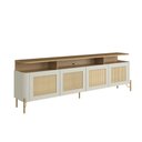 Ver imagem 2 de Rack para Tv 180cm C/ Porta Sextavada 100% Mdf Pés em Metal Cor:louro e Luna com Dourado