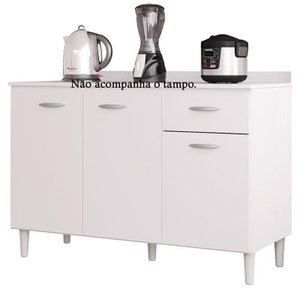 Balcão de Pia 120 Cm Branco Brilho - Poquema